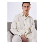 Fabrika Çizgili Ceket, XL, 5003225822, Kırık Beyaz, Erkek