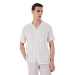 FABRIKA COMFORT Açık Bej Apaş Yaka Regular Fit Çizgili Gömlek, S, 5003226654, Açık Bej, Erkek