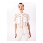 FABRIKA COMFORT Beyaz Kadın Rahat Kalıp Nakışlı Gömlek FC5SL-GML0055