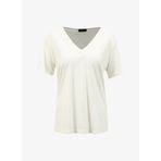 Fabrika Comfort FC4SL-TST0251 Kırık Beyaz V Yaka Basic Kadın T-shirt