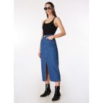 Fabrika Comfort Normal Bel Indigo Kadın Düz Midi Etek FC4SL-ETK0473 - 44 - İndigo