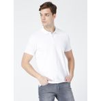 Fabrika Comfort Polo Yaka Basic Düz Beyaz Erkek Polo T-Shirt