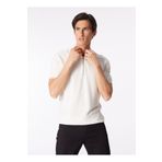 FABRIKA COMFORT Polo Yaka Regular Fit Jakarlı Kırık Beyaz Erkek Kazak FC4SM-KZK 0781