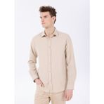 Fabrika Comfort Regular Fit Gömlek Yaka Armürlü Bej Erkek Gömlek FC5SM-CKT 2526 - XL