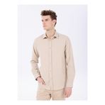 FABRIKA COMFORT Regular Fit Gömlek Yaka Armürlü Gömlek, XL, 5003226643, Bej, Erkek