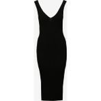 Fabrika Comfort V Yaka Düz Siyah Midi Kadın Elbise FC4SL-ELB0513 - XL