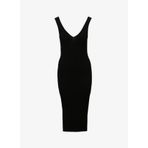 Fabrika Comfort V Yaka Düz Siyah Midi Kadın Elbise FC4SL-ELB0513