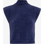 Fabrika Dik Yaka Crop Düz Lacivert Kazak Kadın F4WL-KZK0391 - XL