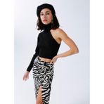 Fabrika Dik Yaka Crop Düz Siyah Kadın Kazak ASEL, M, 5002921338
