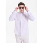 Fabrika Düğmeli Regular Fit Çizgili Gömlek, 2XL, 5003328229, Bej, Erkek