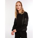 Fabrika F3WL-SWT3 Bisiklet Yaka Düz Siyah Kadın Sweatshirt