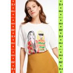 Fabrika F3WL-TST5 Bisiklet Yaka Baskılı Kırık Beyaz Kadın T-Shirt