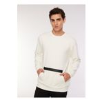 Fabrika F3WM-SWT137 Bisiklet Yaka Düz Kırık Beyaz Erkek Sweatshirt
