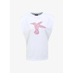 Fabrika F4SL-TST0328 Kırık Beyaz Bisiklet Yaka Geniş Fit Kadın T-shirt