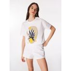 Fabrika F4SL-TST0347 Bisiklet Yaka Baskılı Beyaz Kadın T-Shirt