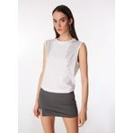 Fabrika F4SL-TST0664 Bisiklet Yaka Taşlı Beyaz Kadın T-Shirt