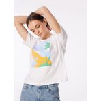 Fabrika F4SL-TST0731 Beyaz Bisiklet Yaka Basic Kadın T-shirt