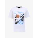 Fabrika F4SL-TST0740 Beyaz Bisiklet Yaka Baskılı Kadın T-shirt
