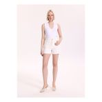 Fabrika F6SL-SHT0273 Beyaz Kadın Relaxed Armürlü Denim Şort