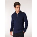 Fabrika Fermuarlı Yaka Basic Düz Lacivert Erkek Kazak F4WM-KZK 2722 - XL