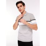 Fabrika Gri Erkek Polo Yaka Kısa Kollu Fermuarlı Düz Kazak F3WM-KZK153