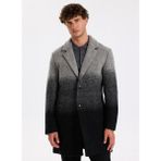 Fabrika Gri - Siyah Slim Fit Erkek Palto F5WM-PLT 2207 Düğmeli Ceket Yaka Tasarım - 48