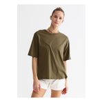 Fabrika Haki Kadın Bisiklet Yaka Oversize T-shirt Dantıta