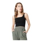 Fabrika Kadın Kare Yaka Crop Atlet, Siyah, M, TARRAN