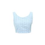 Fabrika Kare Yaka Güpür Mavi Kadın Bluz F4SL-BLZ0817, 38 Cm, 5003087424003