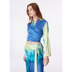 Fabrika Kruvaze Yaka Batik Çok Renkli Bluz, 40, 5003087450, Çok Renkli, Kadın