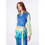 Fabrika Kruvaze Yaka Batik Çok Renkli Kadın Bluz F4SL-BLZ0835