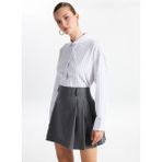 Fabrika Loose Fit Gömlek Yaka Çizgili Beyaz - Siyah Kadın Gömlek F5WL-GML0388 - 36
