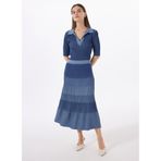 Fabrika Midi Lastikli Relaxed Piliseli Triko Etek, M, 5003224088, Mavi, Kadın