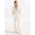 Fabrika Normal Bel Geniş Fit Pantolon, 42, 5003273894, Ekru, Kadın