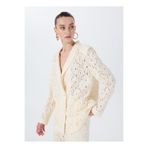 Fabrika Oversize Güpür Ceket, 40, 5003224081, Beyaz, Kadın
