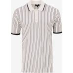 Fabrika Polo Yaka Basic Çizgili Beyaz Erkek Kazak F5SM-KZK 2074