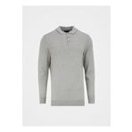 Fabrika Polo Yaka Basic Düz Gri Melanj Erkek Kazak F4WM-KZK 2843