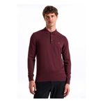 Fabrika Polo Yaka Basic Düz Kazak, 3XL, 5003263204, Bordo Melanj, Erkek