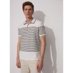 Fabrika Polo Yaka Çizgili Beyaz Erkek T-Shirt PORTER - XL
