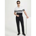 Fabrika Polo Yaka Çizgili Kazak, 2XL, 5003326484, Siyah - Beyaz, Erkek