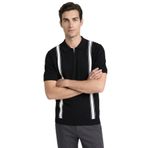 Fabrika Polo Yaka Çizgili Kazak, M, 5003329444, Siyah, Erkek