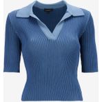 Fabrika Polo Yaka Dar Piliseli Mavi Kazak Kadın F5SL-KZK0248-K - XL