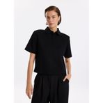 Fabrika Polo Yaka Düz Bluz, S, 5003273463, Siyah, Kadın