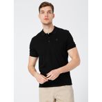 Fabrika Polo Yaka Düz Siyah Erkek T-Shirt LEGOLAS Y