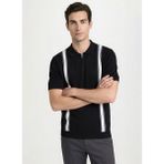 Fabrika Polo Yaka Regular Fit Çizgili Siyah Erkek Kazak F6SM-KZK 2623
