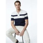Fabrika Polo Yaka Slim Fit Çizgili Lacivert Erkek Kazak F6SM-KZK 2406 - 2XL
