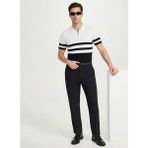 Fabrika Polo Yaka Slim Fit Çizgili Siyah - Beyaz Erkek Kazak F6SM-KZK 2550 - XL