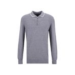 Fabrika Polo Yaka Slim Fit Düz Gri Melanj Erkek Kazak F5WM-KZK 2319 - XL