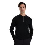 Fabrika Polo Yaka Slim Fit Düz Kazak, L, F5WM-KZK 2323, Siyah, Erkek