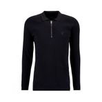Fabrika Polo Yaka Slim Fit Düz Kazak, S, F5WM-KZK 2323, Siyah, Erkek